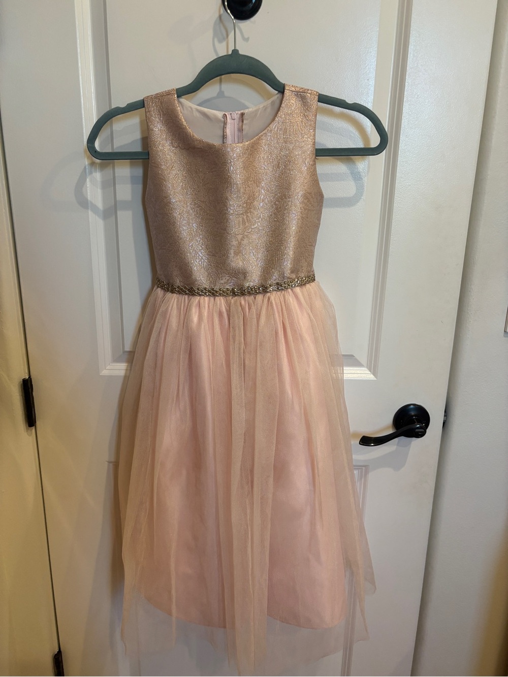 Girls Pink and Gold Tulle Party Dress